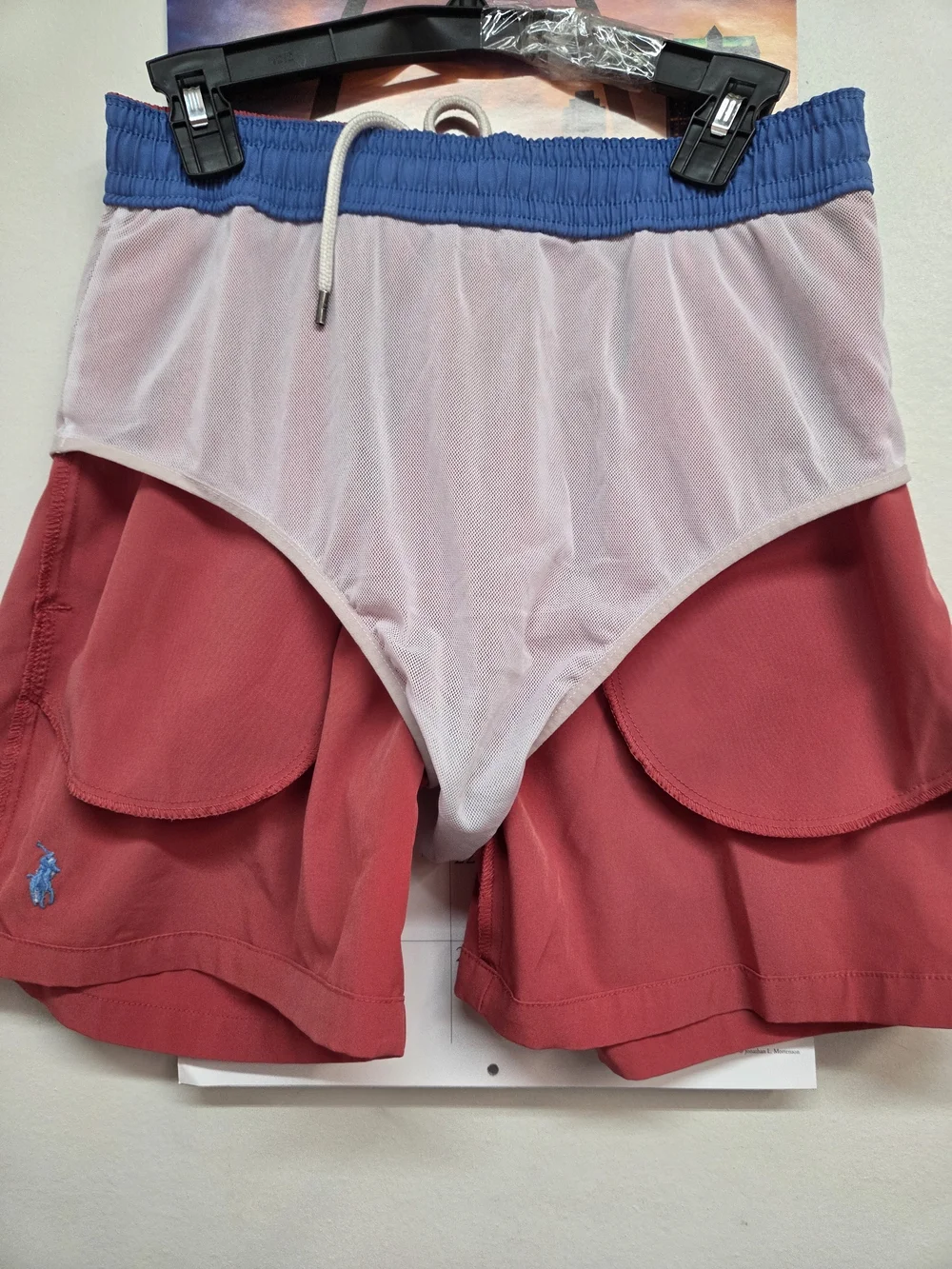 Polo by Ralph Lauren Men's Red Drawstring Swim/Active Shorts